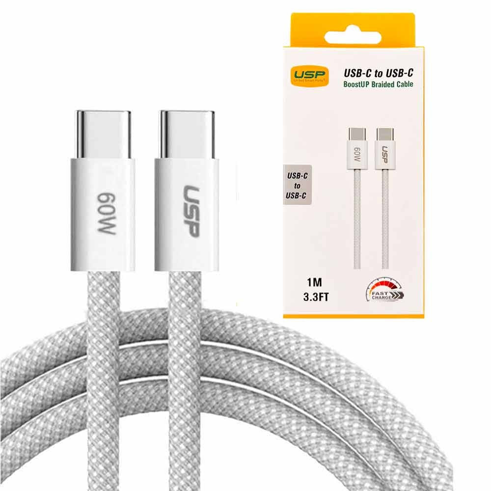USP USB-C to USB-C PD 60W High Density Braided Fast Charging Cable (1M) USP USB-C to USB-C PD 60W High Density Braided Fast Charging Cable (1M)